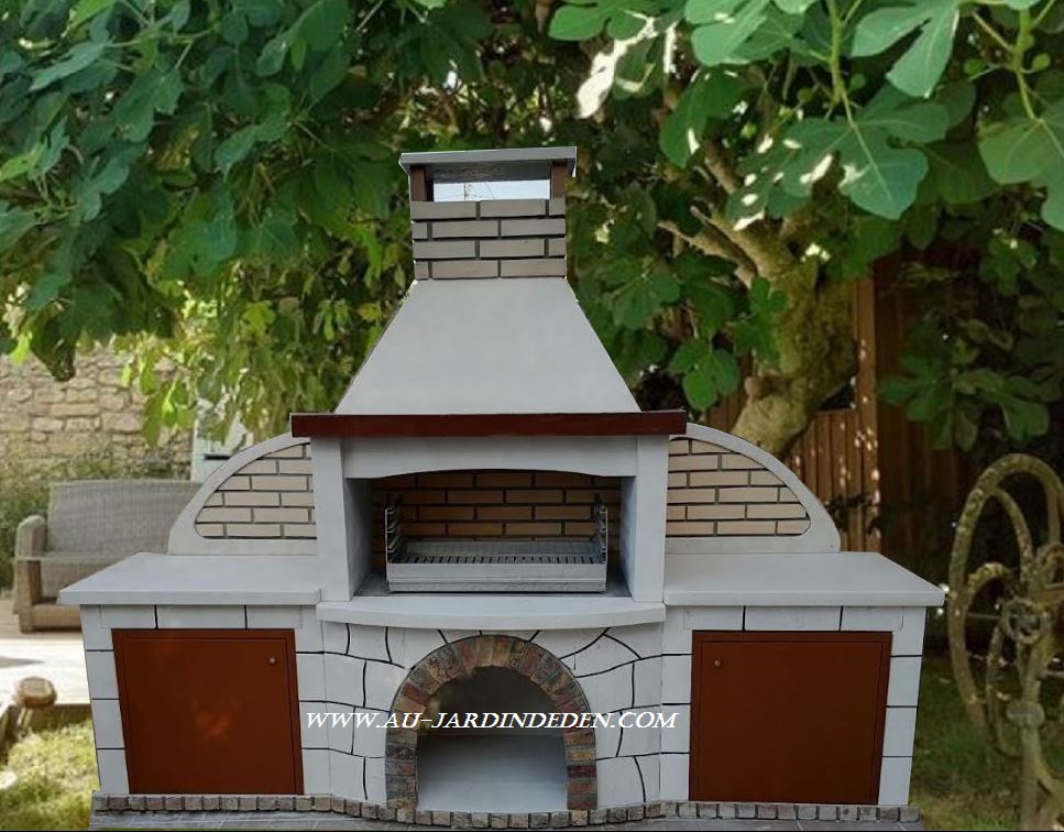 BARBECUE EN PIERRE NATUREL ET BRIQUES RUSTIQUE LÉOPARD F F 300-A – Image 2
