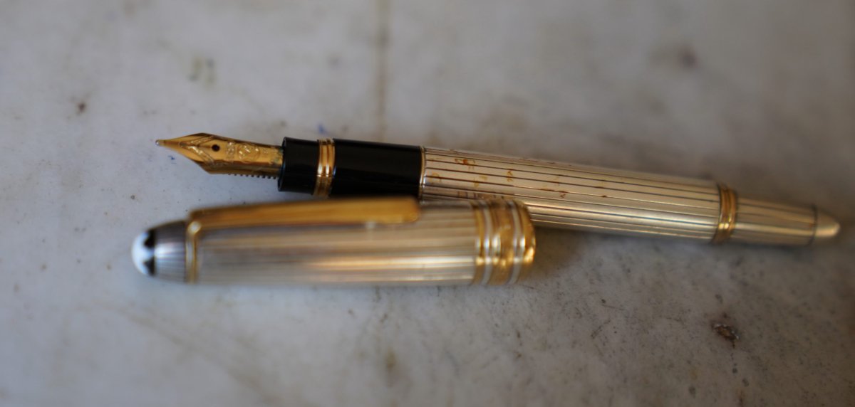 STYLO PLUME MONTBLANC MEISTERSTÜCK MOZART ARGENT MASSIF 925 – PLUME OR MASSIF 18 CARATS – Image 3