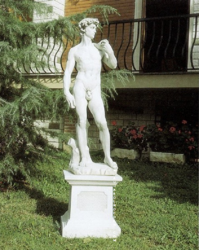 STATUE EN PIERRE RECONSTITUÉE DAVID AVEC SOCLE-A – Image 2