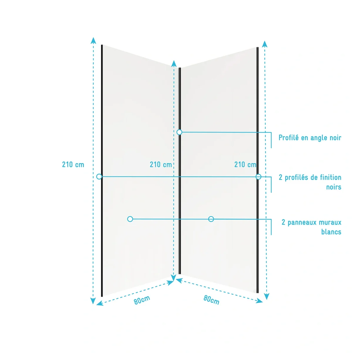 Pack 2 Panneaux Muraux en Aluminium Blanc 80x210cm + Profilés Noir – WALL’IT – Image 5