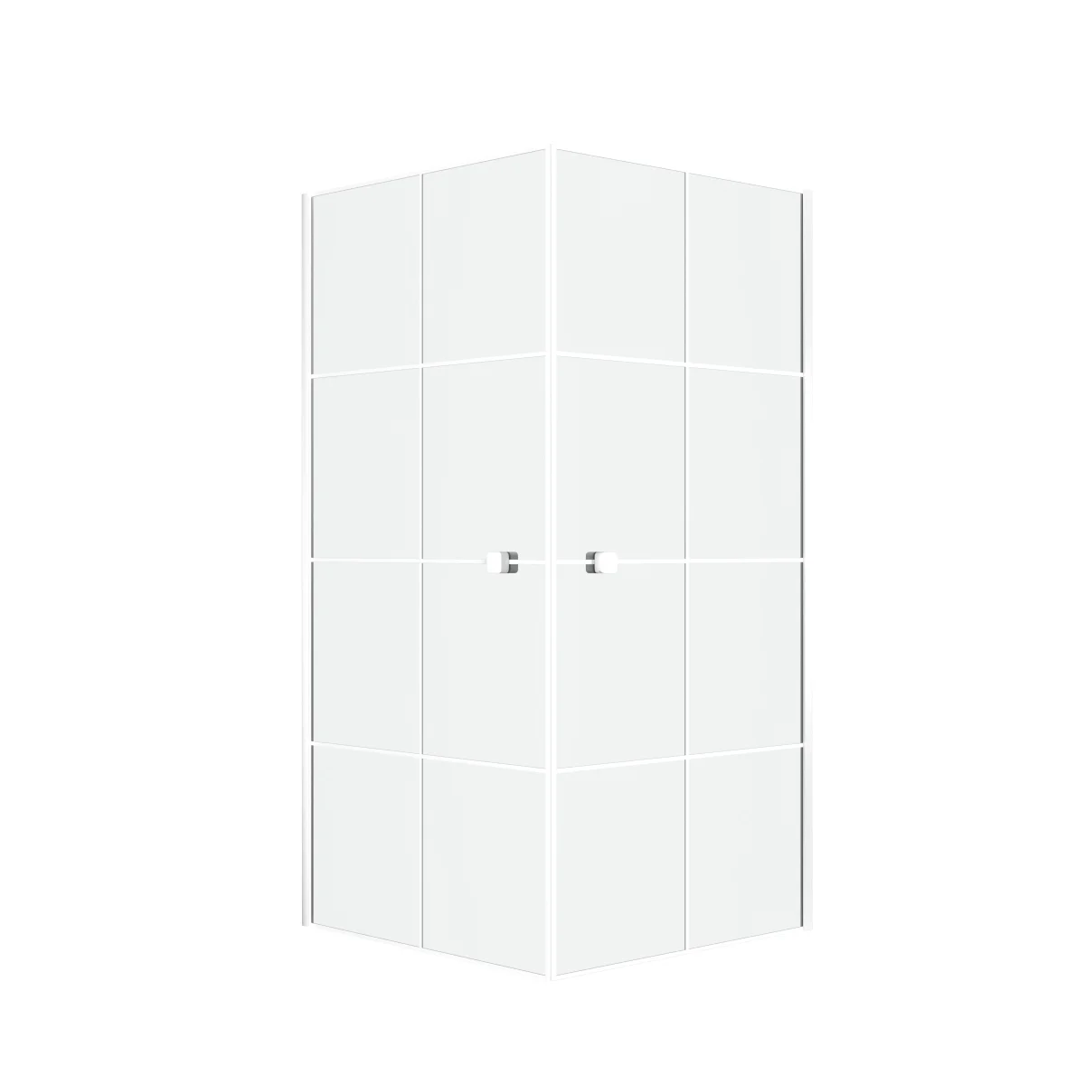 Portes de Douche en Angle 90x90x190 cm – Motifs carrés – Profilés Blanc – WHITE CUBE – Image 4